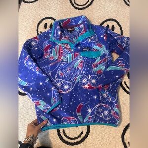 Patagonia Blue and Red Owl Sweater Pajama Top